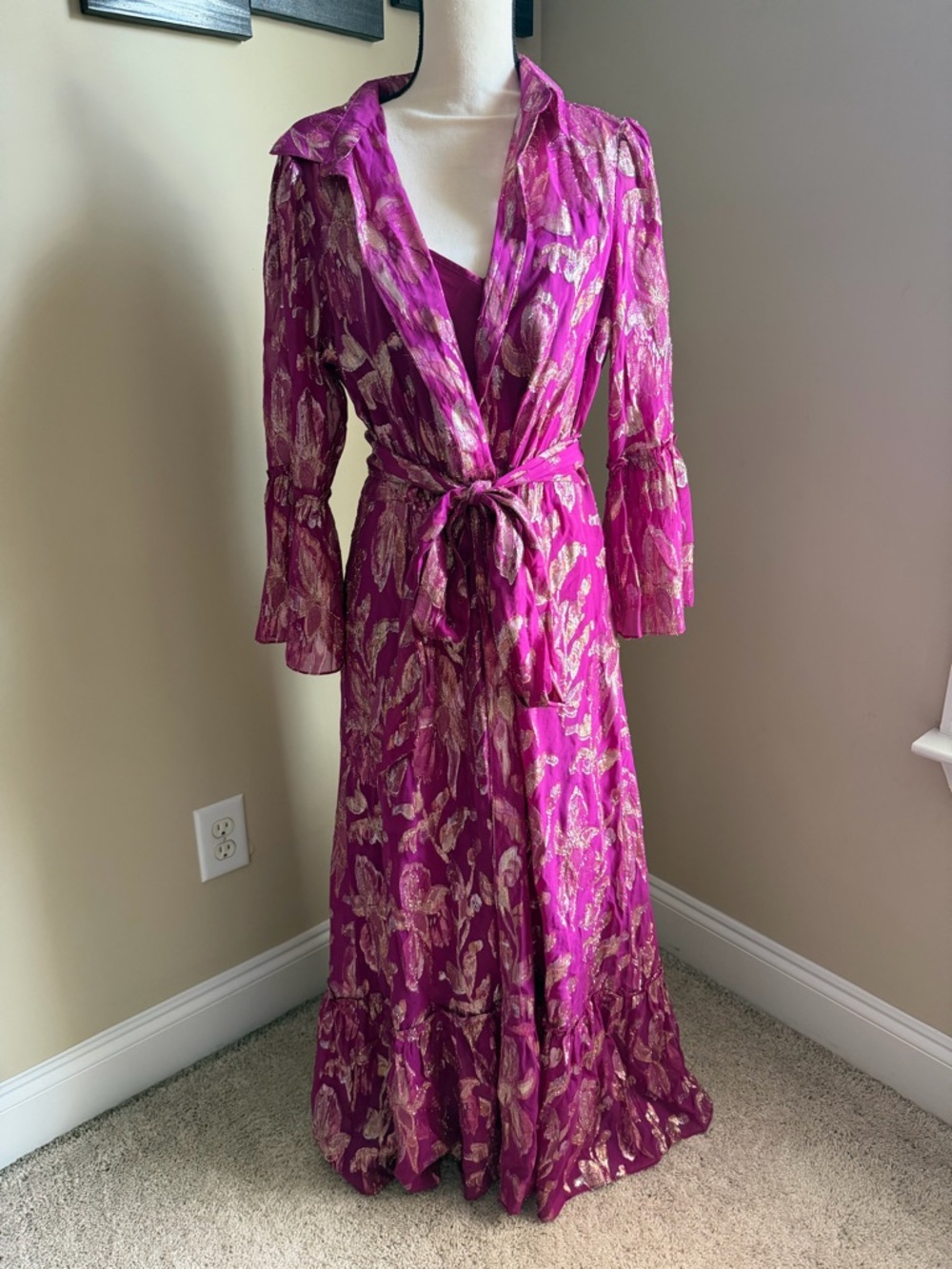 Lilly Pulitzer Cardi Silk Maxi Wrap Dress in Bordeaux Berry.**NWT but hemmed*